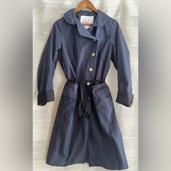 ❌SOLD❌Hannoh Wessel Navy Trench-Style Cotton Coat made in Italy |38 - Picture 2 of 15
